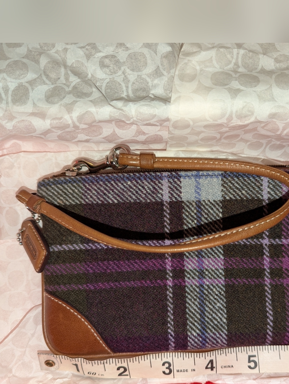 2010 Vintage Coach Purple Wool And Leather Crusher Wristle, EXCELLENT Condition